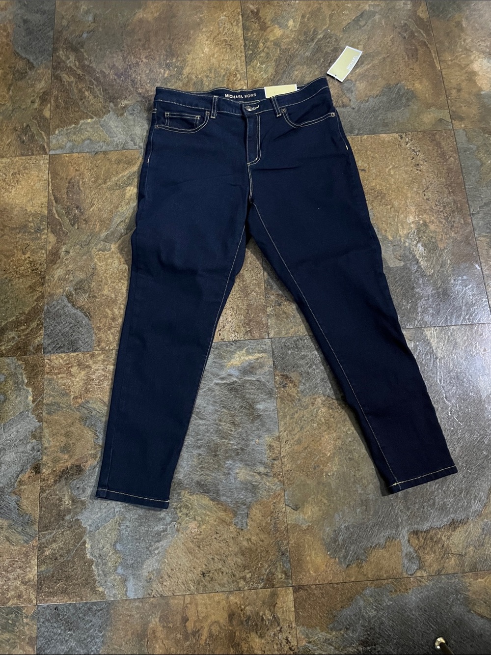 Michael Kors Navy Slim Jeans with Contrast Stitching